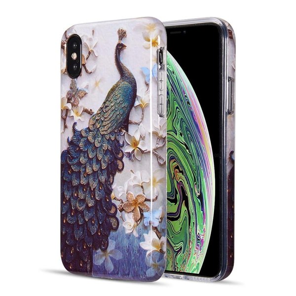 Dream Wireless Dream Wireless CSIPXSM-ATS-PCD The Artistry Collection Full Coverage IMD Marble TPU Case with Glitter for iPhone XS Max - Peacock Divine CSIPXSM-ATS-PCD